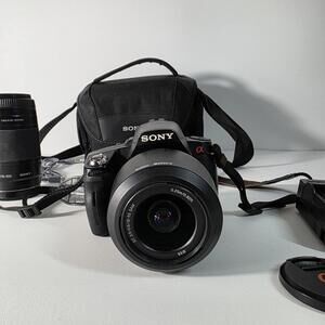 Sony Alpha A390 14.2 MP DLSR Camera Bundle - 2 Lens, SD Card, Charger, Battery